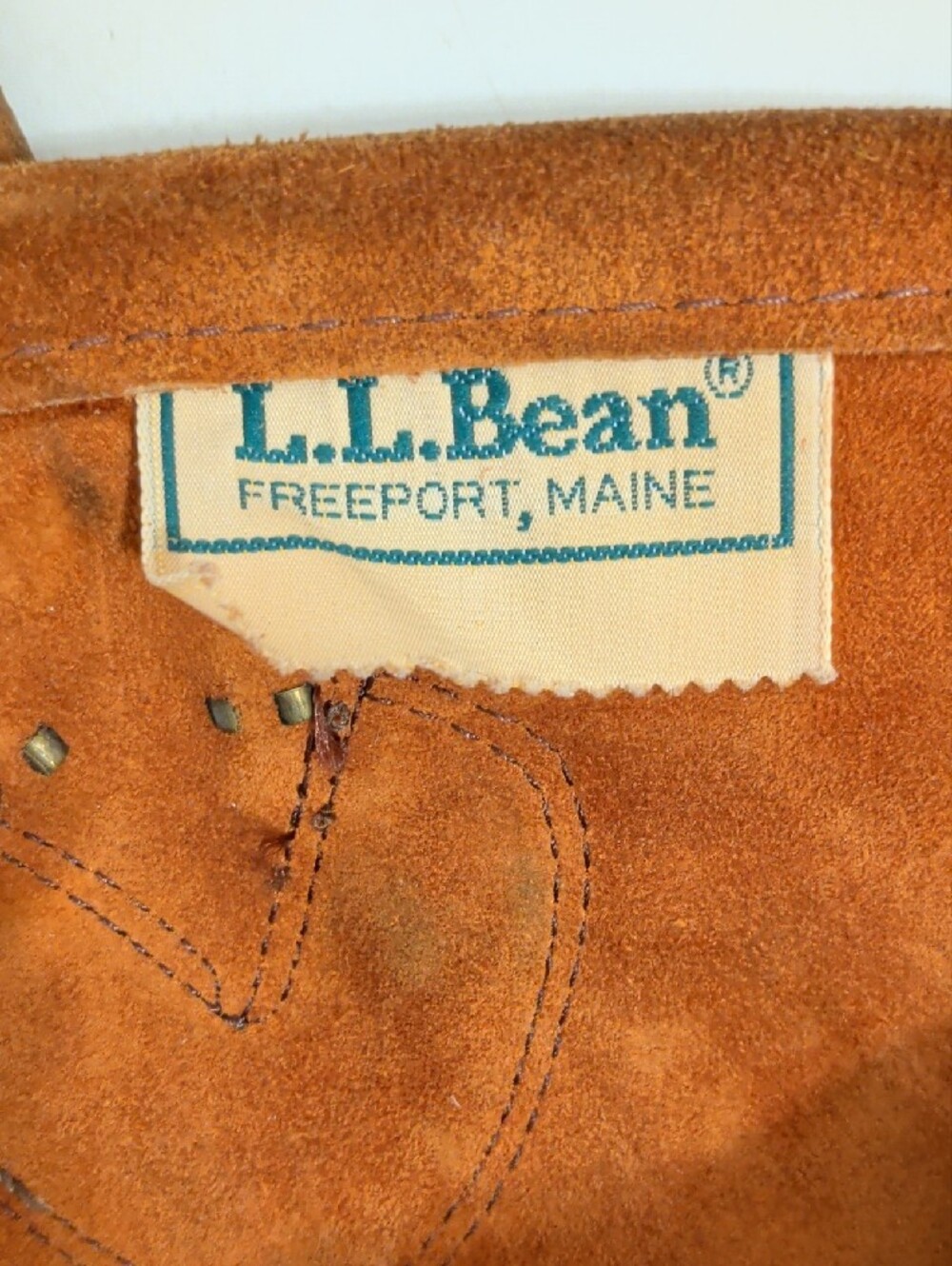 Vintage L.L. Bean Large Rust Brown Suede Leather Duffel Tote - Picture 2 of 14